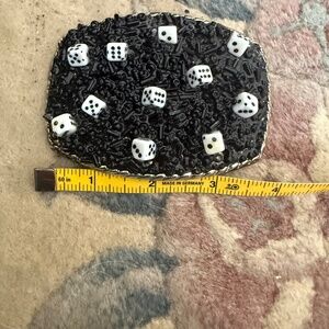 Dice belt buckle fits a 1 1/2 inch size belt not included